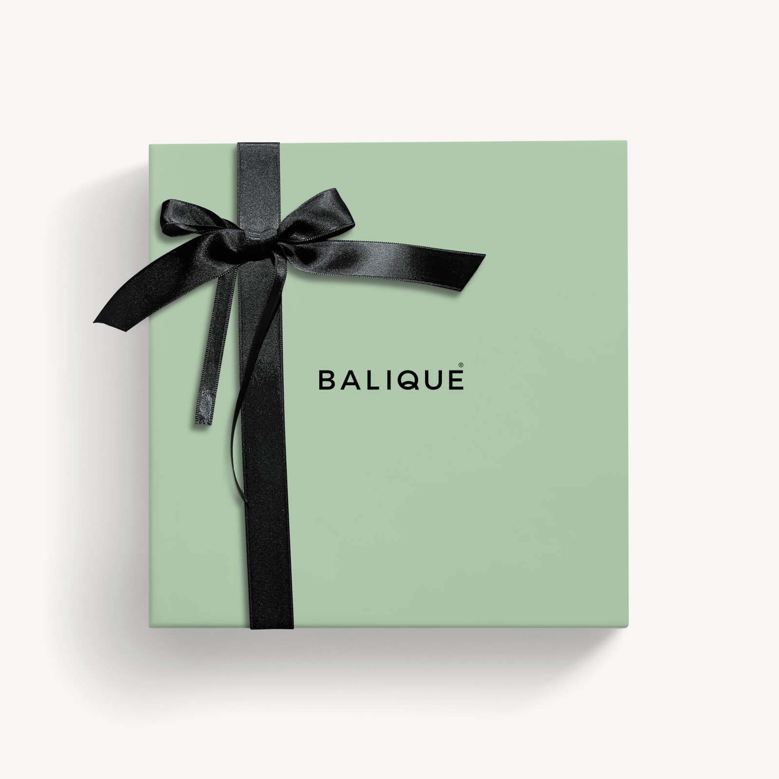 Large green or light blue box ribbon in black stretch satin with bow