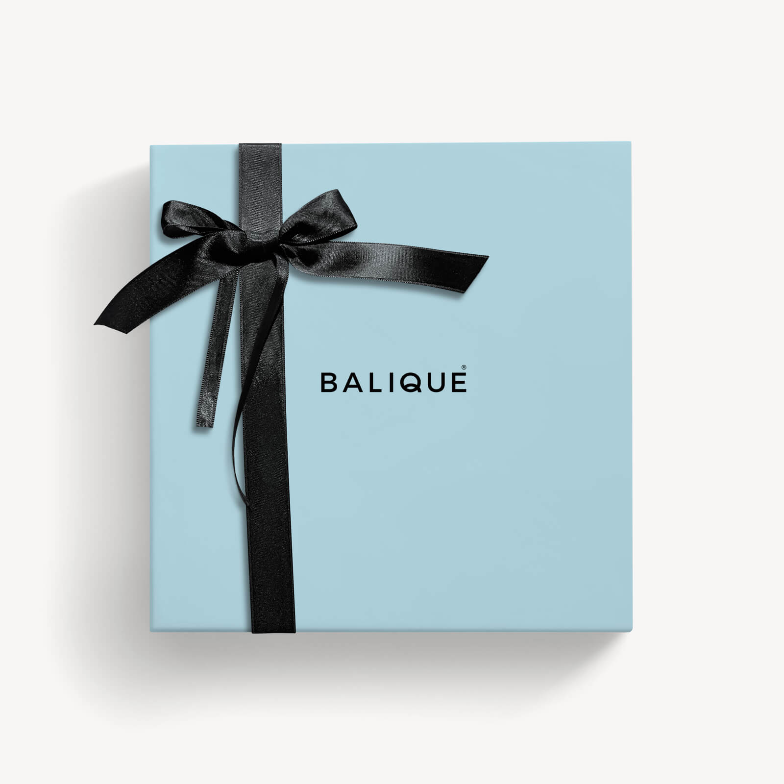 Large green or light blue box ribbon in black stretch satin with bow