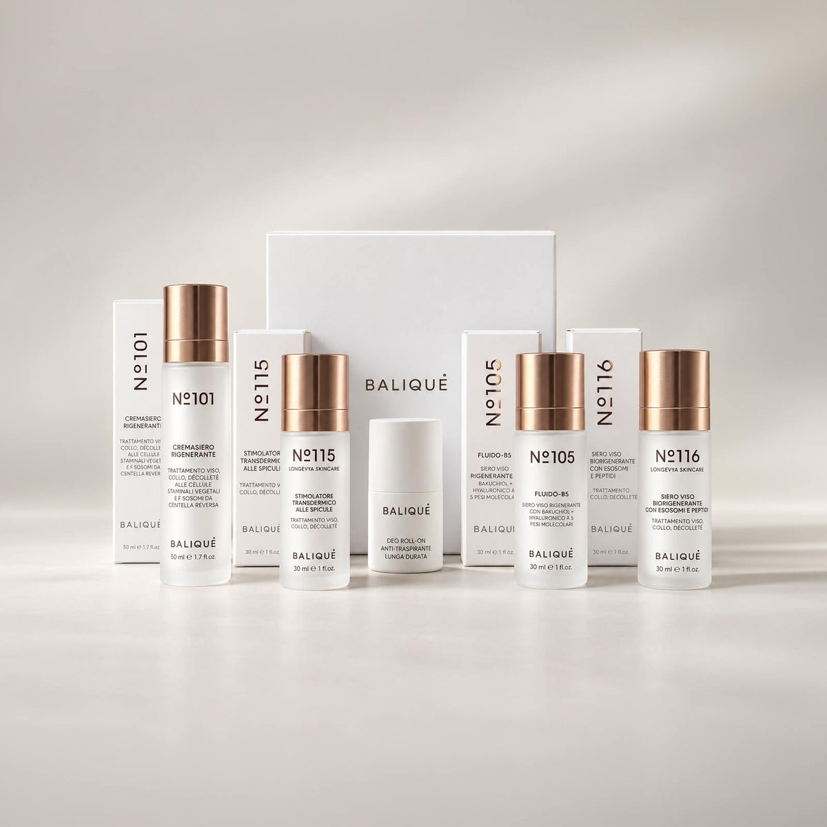 BOX NEW LOOK riunisce cinque prodotti Balique in un unico rituale completo + Deo Roll IN REGALO